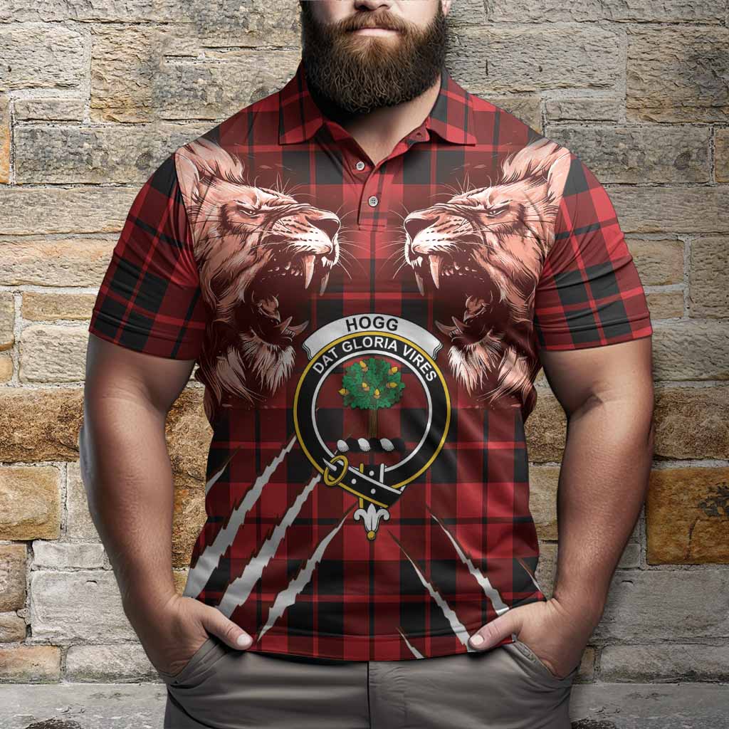 Hogg (Hog) Tartan Crest Polo Shirt Ferocious Lion Style