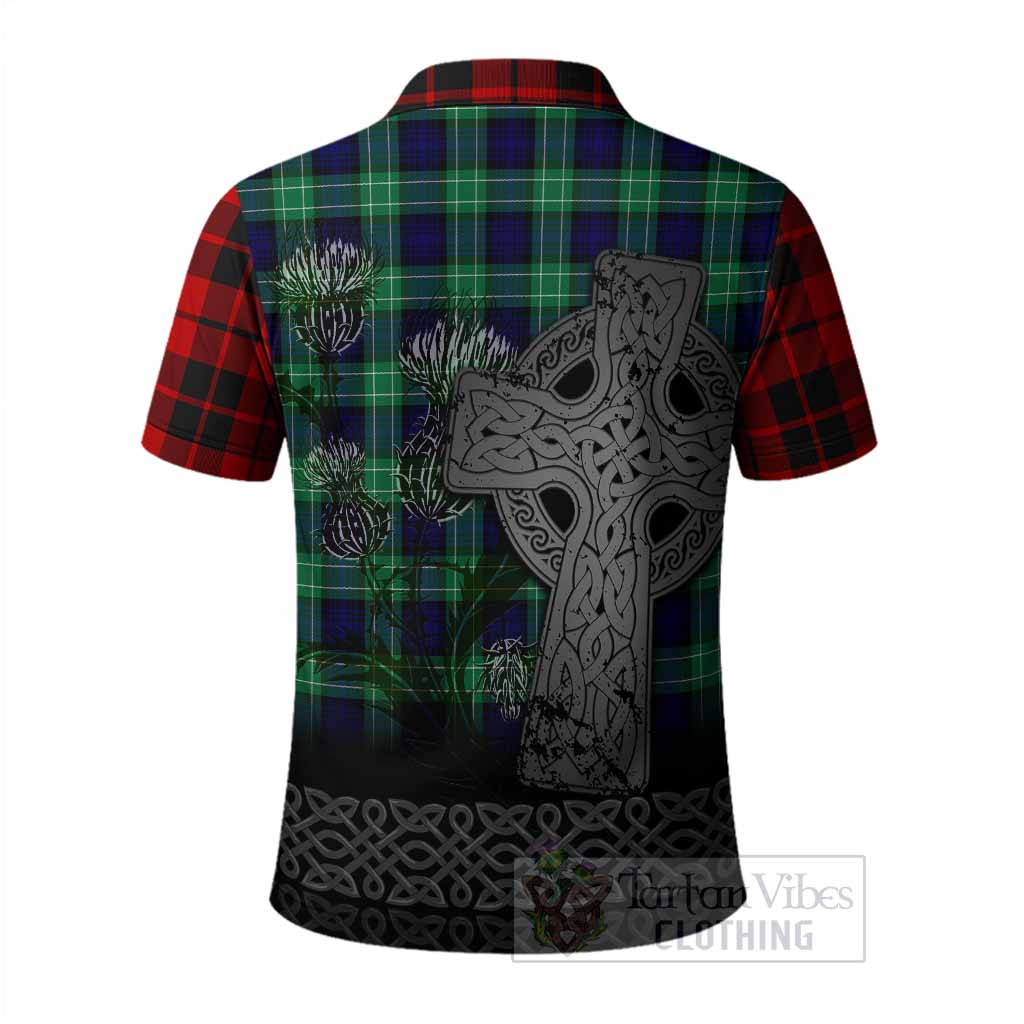 Hogg (Hog) Tartan Crest Polo Shirt Grunge Celtic Cross Scottish Thistle