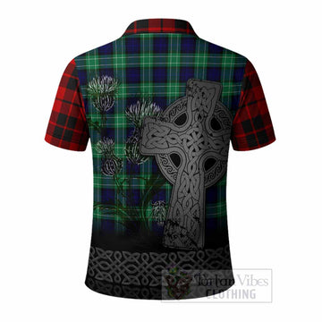 Hogg (Hog) Tartan Crest Polo Shirt Grunge Celtic Cross Scottish Thistle