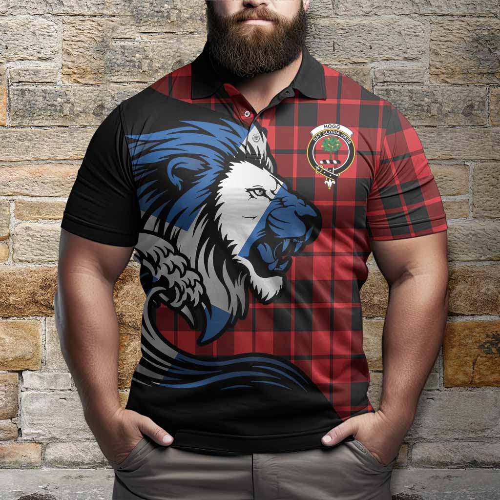 Hogg (Hog) Tartan Crest Polo Shirt Scottish Golden Lions Wave Flow