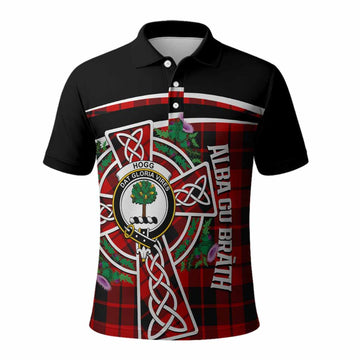 Hogg (Hog) Tartan Crest Polo Shirt Scottish Thistle Celtic Cross Alba Gu Brath