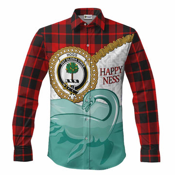 Hogg (Hog) Tartan Crest Scottish Loch Ness Monster Long Sleeve Button Shirts Happy Ness Scotland Celtic Knot