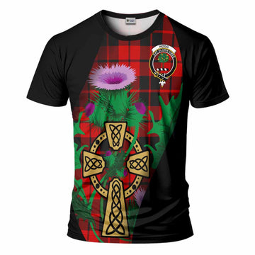 Hogg (Hog) Tartan Crest T-Shirt Celtic Cross Thistle Flowers