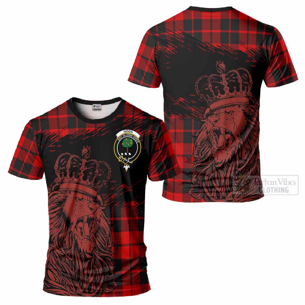 Hogg (Hog) Tartan Crest T-Shirt Crowned Lion Heritage Style