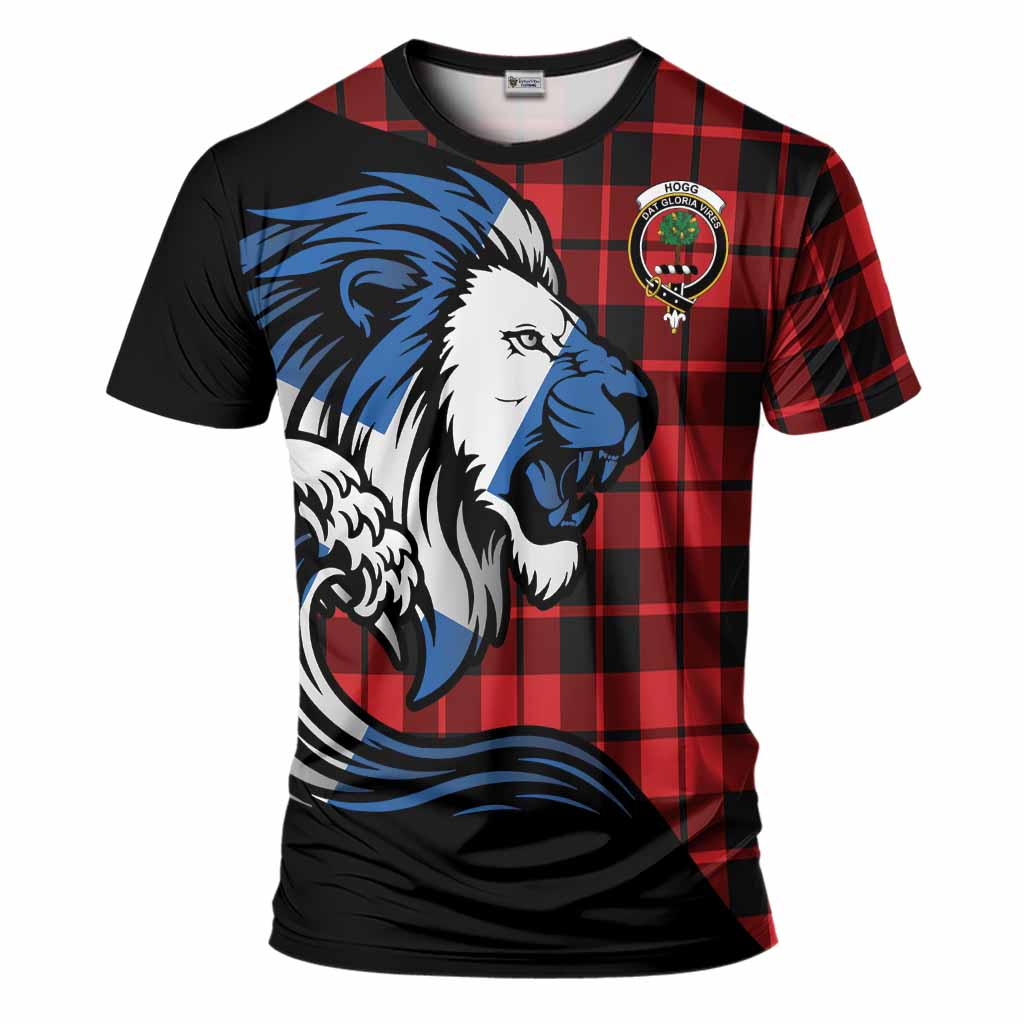 Hogg (Hog) Tartan Crest T-Shirt Scottish Golden Lions Wave Flow