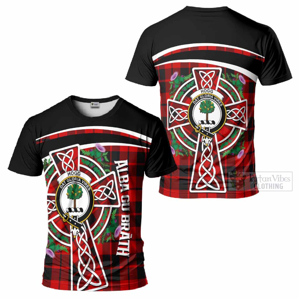 Hogg (Hog) Tartan Crest T-Shirt Scottish Thistle Celtic Cross Alba Gu Brath