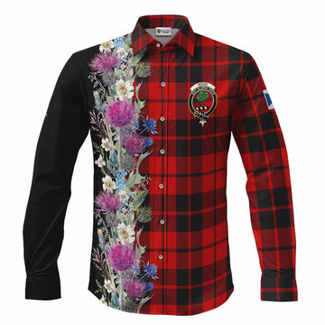 Hogg (Hog) Tartan Crest Thistle Floral Long Sleeve Button Shirts