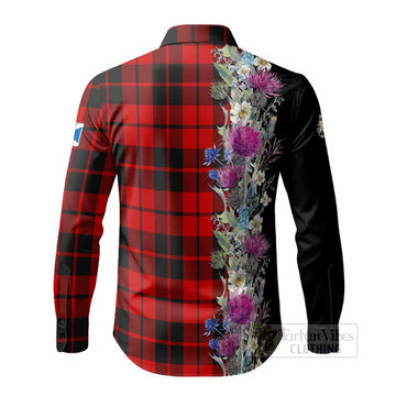 Hogg (Hog) Tartan Crest Thistle Floral Long Sleeve Button Shirts