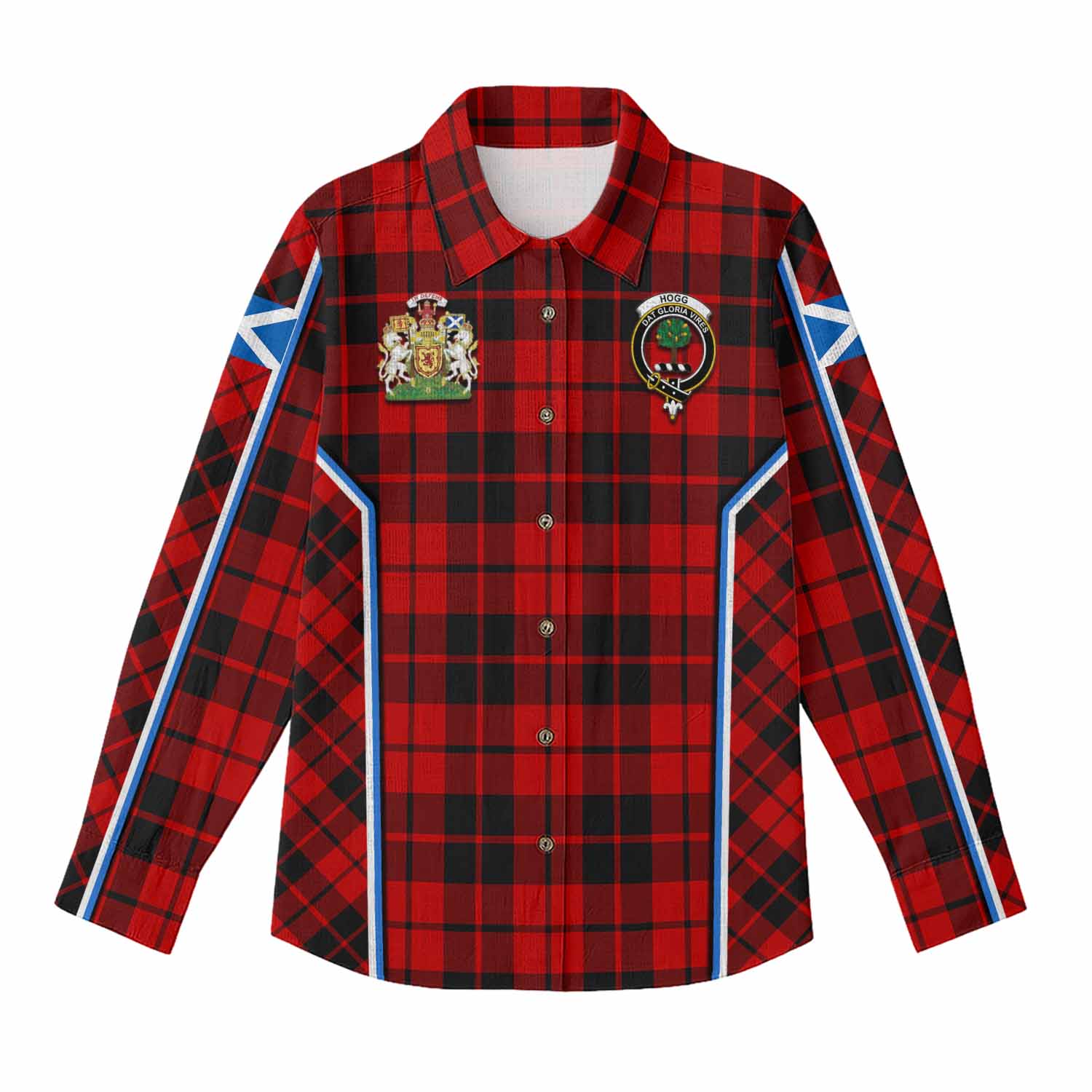 Hogg (Hog) Tartan Crest Women Casual Shirt Scotland Coat of Arm Flag Style - Tartan Vibes Clothing