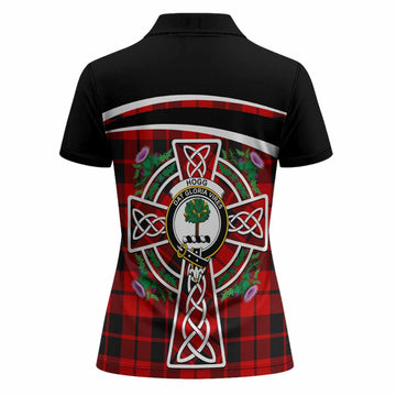 Hogg (Hog) Tartan Crest Women Polo Shirt Scottish Thistle Celtic Cross Alba Gu Brath