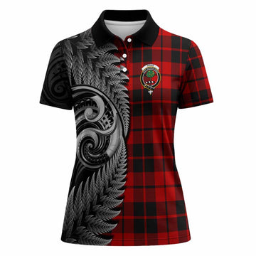 Hogg (Hog) Tartan Crest Women Polo Shirt With New Zealand Silver Fern Maori Koru