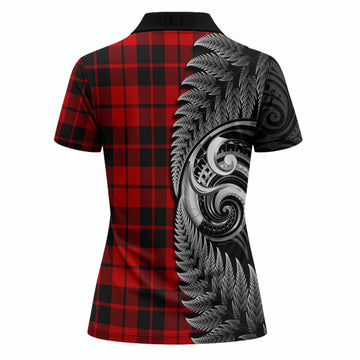 Hogg (Hog) Tartan Crest Women Polo Shirt With New Zealand Silver Fern Maori Koru