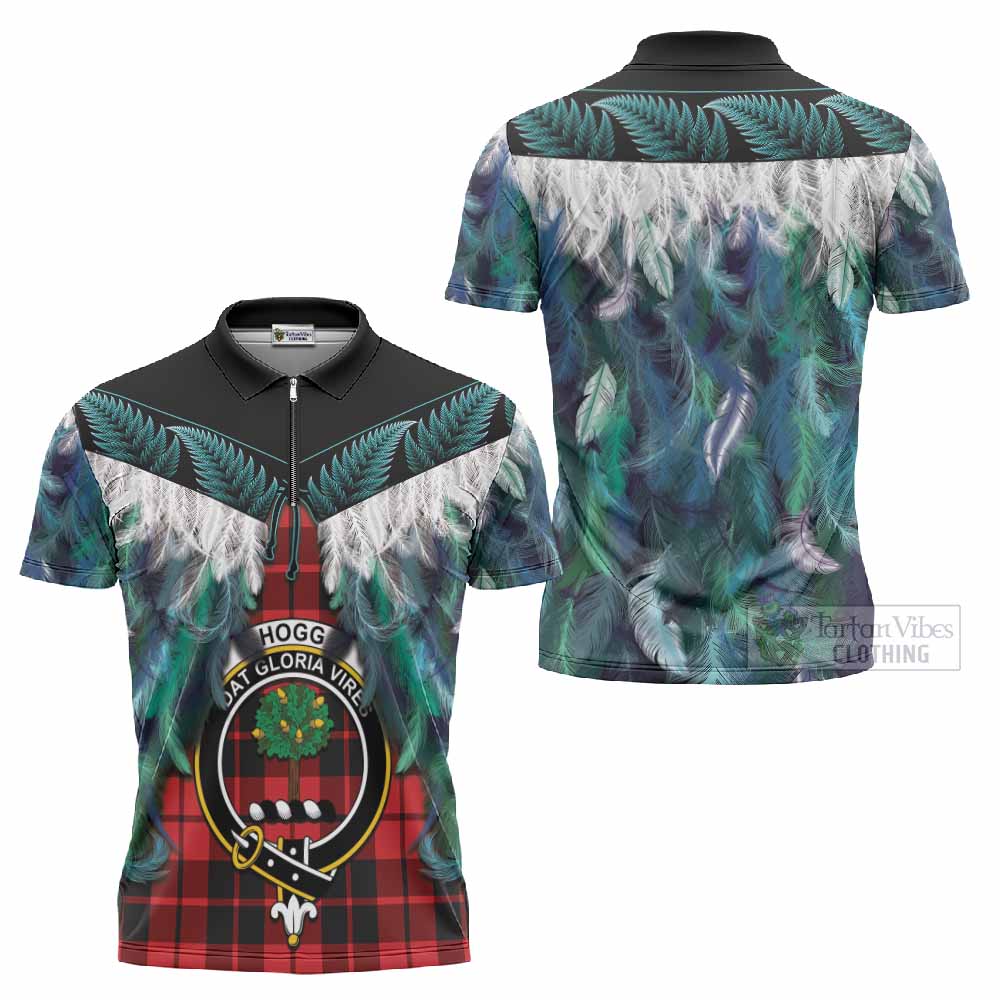 Hogg (Hog) Tartan Crest Zipper Polo Shirt New Zealand Maori Korowai Cloak
