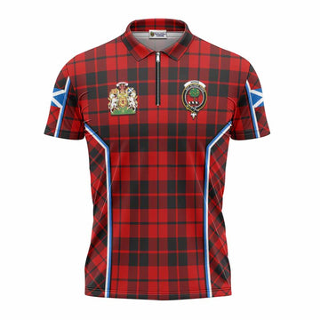 Hogg (Hog) Tartan Crest Zipper Polo Shirt Scotland Coat of Arm Flag Style