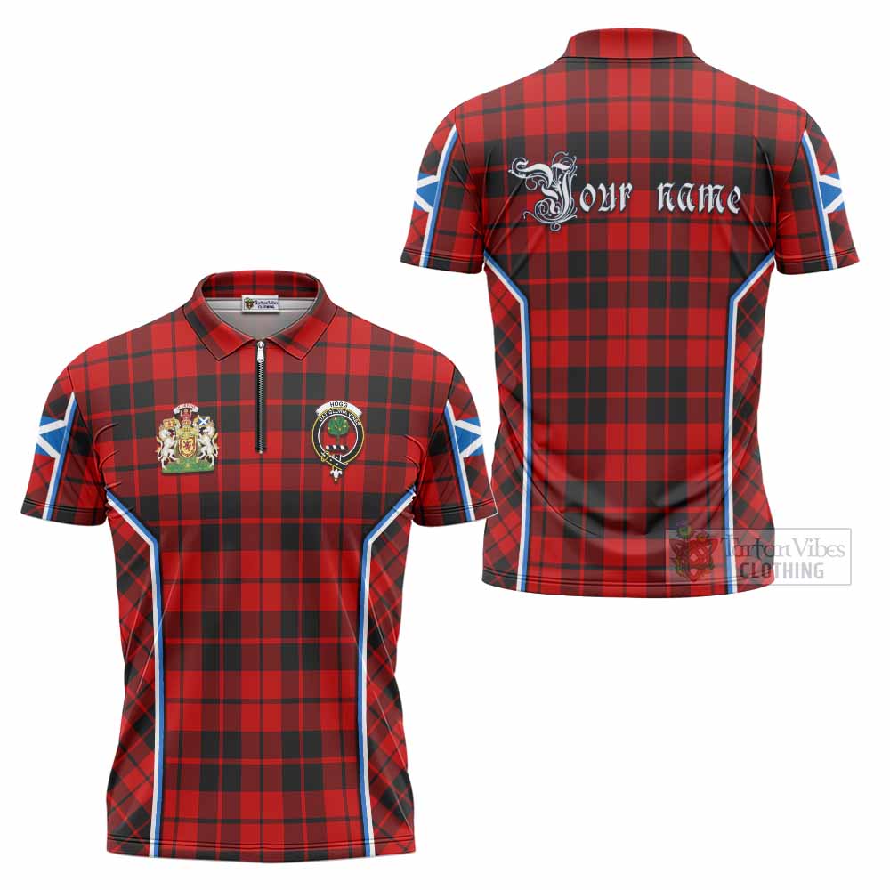 Hogg (Hog) Tartan Crest Zipper Polo Shirt Scotland Coat of Arm Flag Style - Tartan Vibes Clothing