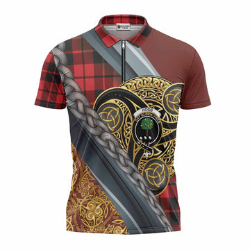 Hogg (Hog) Tartan Crest Zipper Polo Shirt Scottish Triskele Celtic