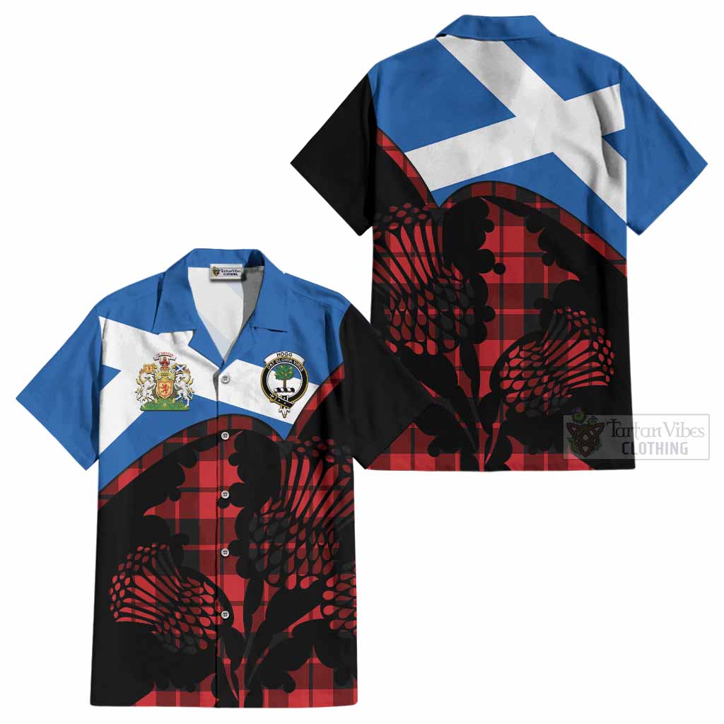 Hogg (Hog) Tartan Family Crest Cotton Hawaiian Shirt Scotland Thistle Floral Flag Style