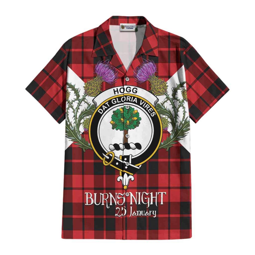 Hogg (Hog) Tartan Family Crest Cotton Hawaiian Shirt Scottish Burns Night Thistle Floral