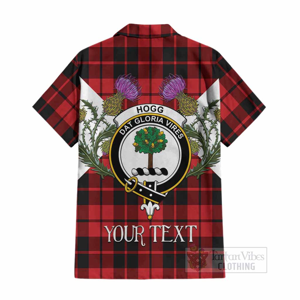 Hogg (Hog) Tartan Family Crest Cotton Hawaiian Shirt Scottish Burns Night Thistle Floral