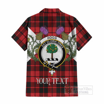 Hogg (Hog) Tartan Family Crest Cotton Hawaiian Shirt Scottish Burns Night Thistle Floral