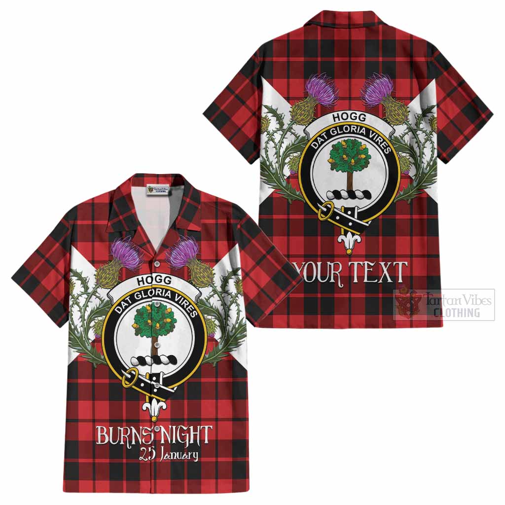 Hogg (Hog) Tartan Family Crest Cotton Hawaiian Shirt Scottish Burns Night Thistle Floral