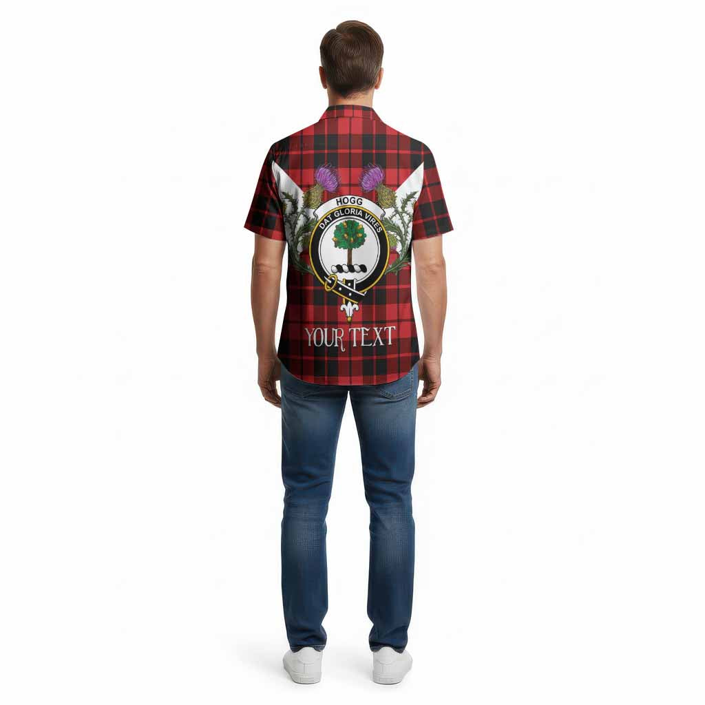Hogg (Hog) Tartan Family Crest Cotton Hawaiian Shirt Scottish Burns Night Thistle Floral