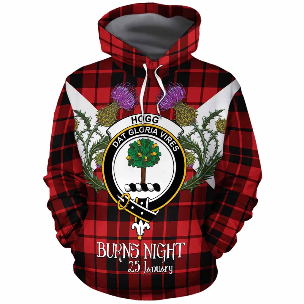 Hogg (Hog) Tartan Family Crest Cotton Hoodie Scottish Burns Night Thistle Floral
