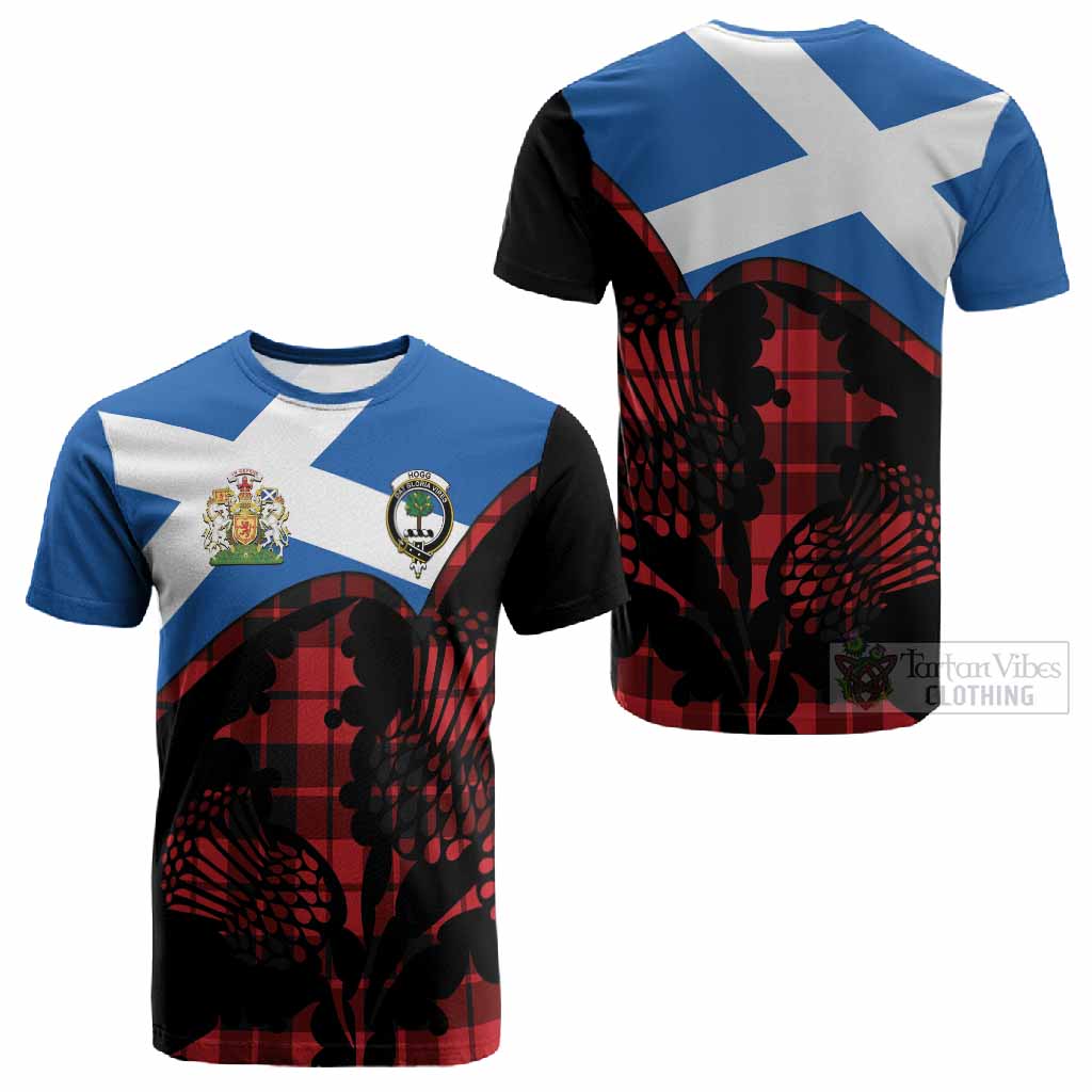 Hogg (Hog) Tartan Family Crest Cotton T-shirt Scotland Thistle Floral Flag Style