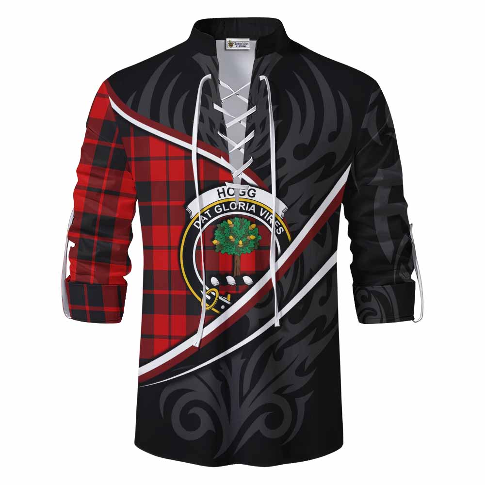 Hogg (Hog) Tartan Family Crest Ghillie Kilt Shirt Celtic Scottish Thistle Floral - Tartan Vibes Clothing