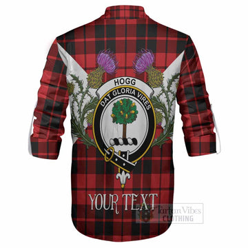 Hogg (Hog) Tartan Family Crest Ghillie Shirt Scottish Burns Night Thistle Floral