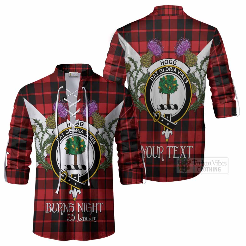 Hogg (Hog) Tartan Family Crest Ghillie Shirt Scottish Burns Night Thistle Floral