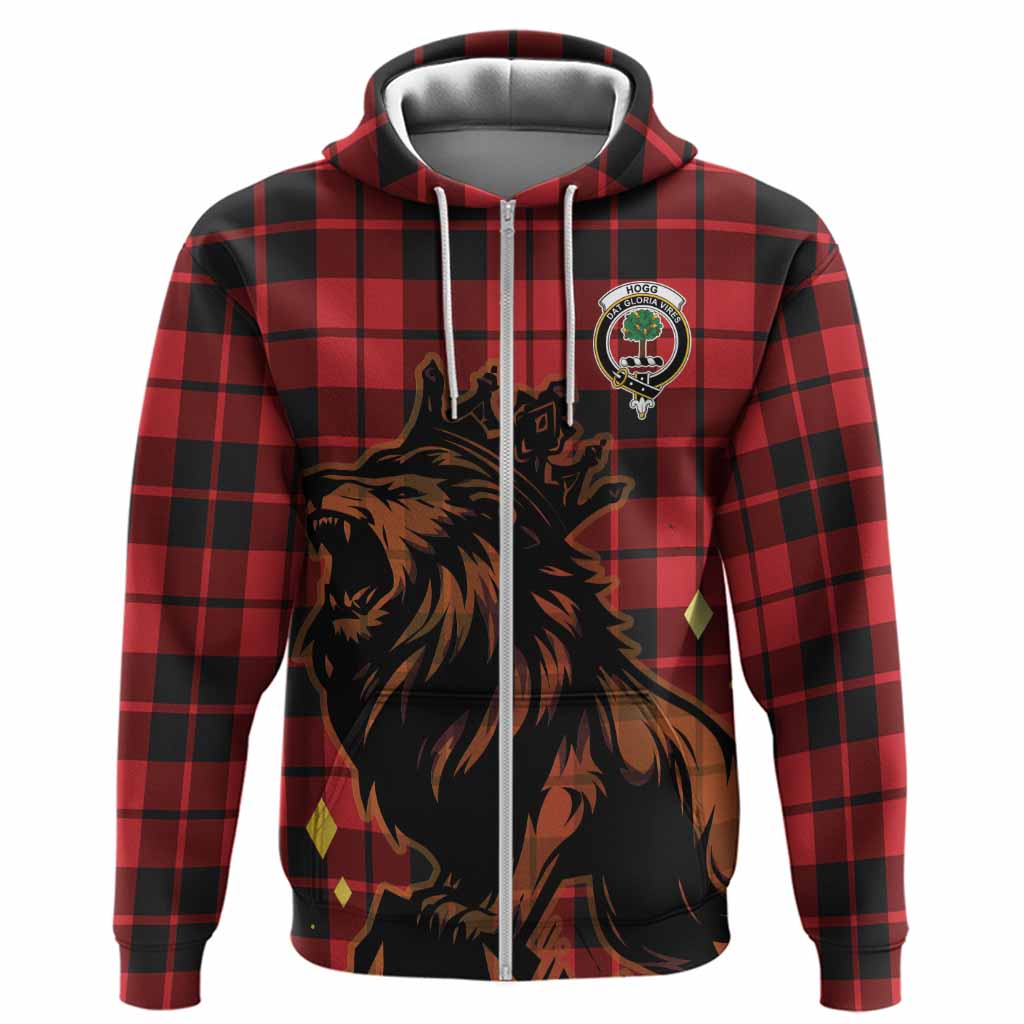 Hogg (Hog) Tartan Family Crest Hoodie Crowned Lion Roaring