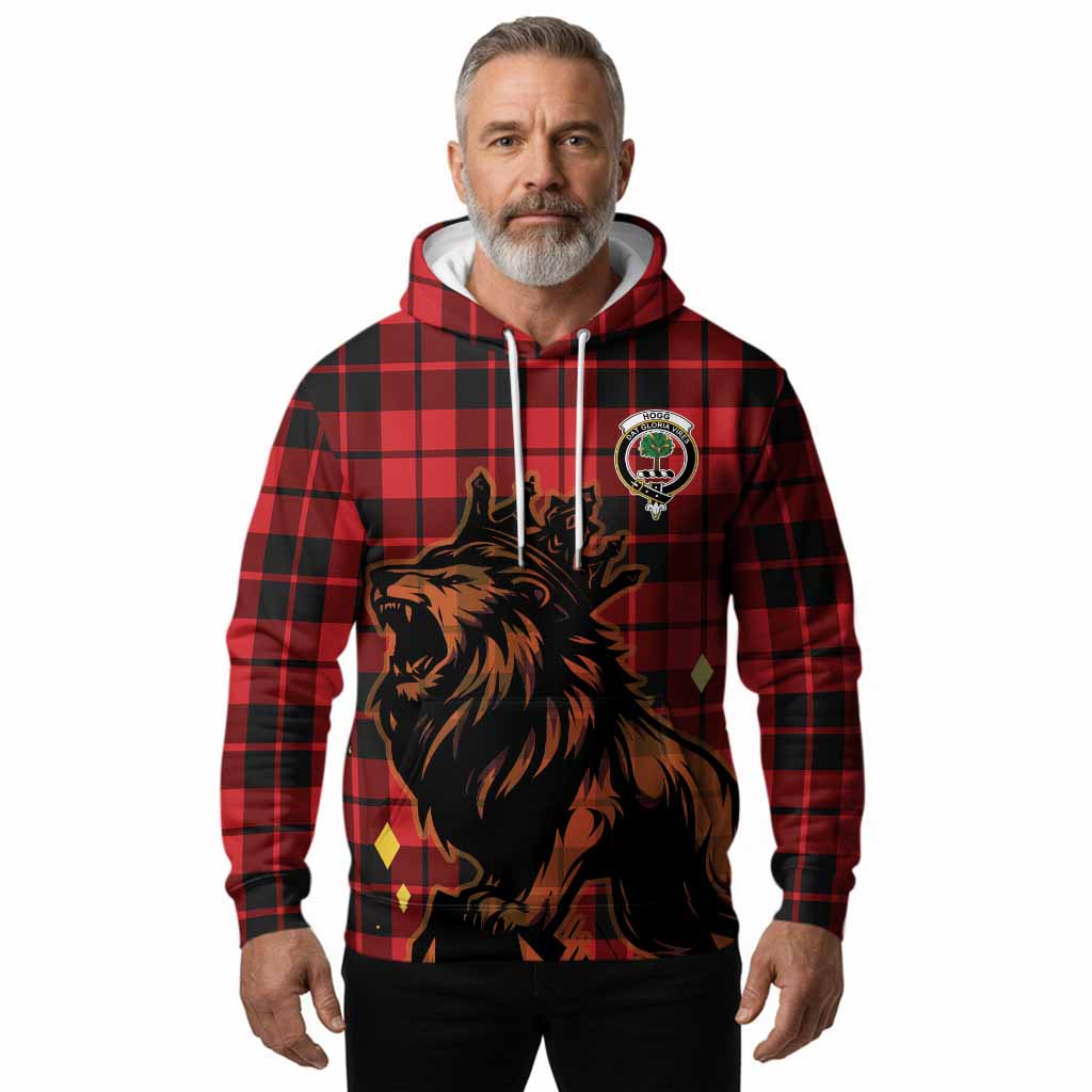 Hogg (Hog) Tartan Family Crest Hoodie Crowned Lion Roaring