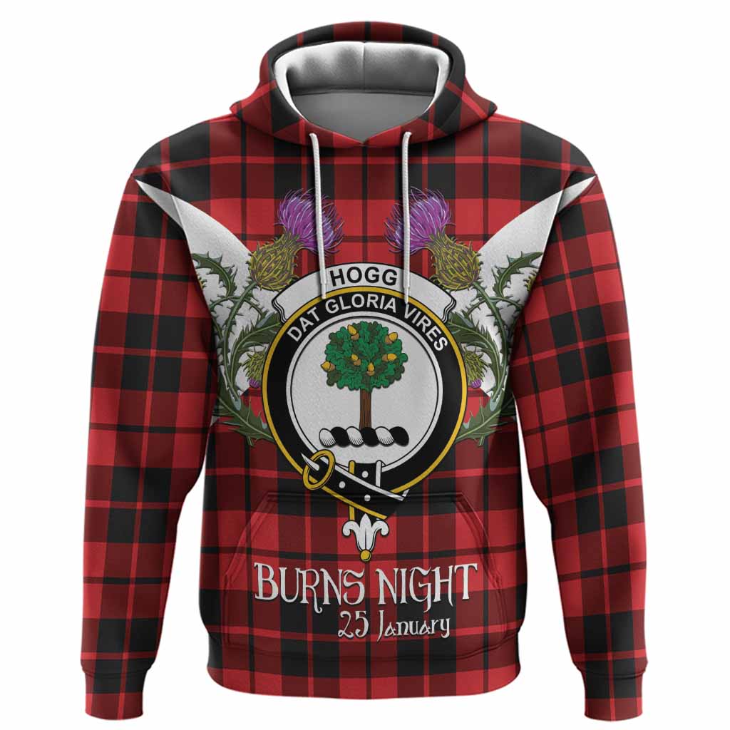 Hogg (Hog) Tartan Family Crest Hoodie Scottish Burns Night Thistle Floral