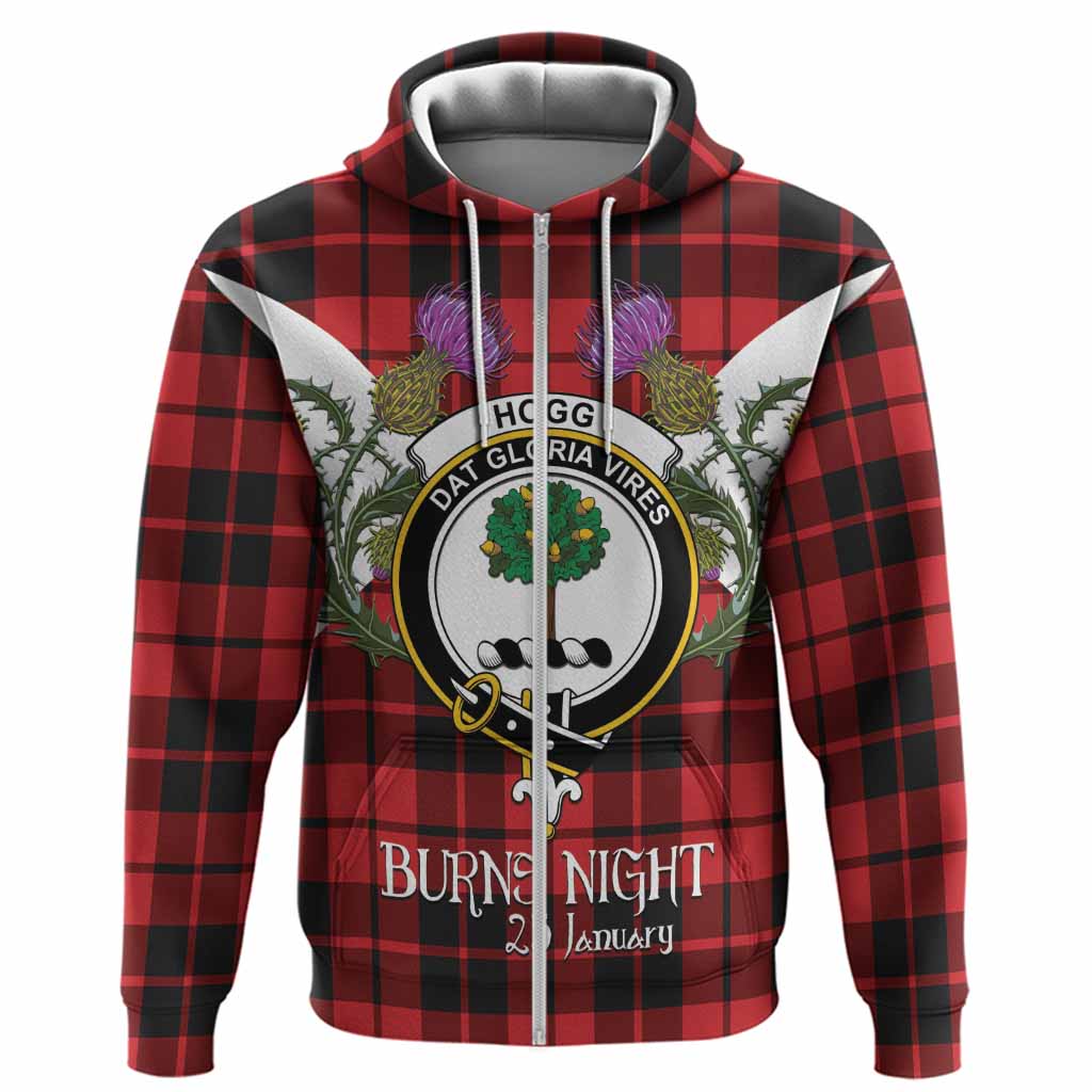 Hogg (Hog) Tartan Family Crest Hoodie Scottish Burns Night Thistle Floral