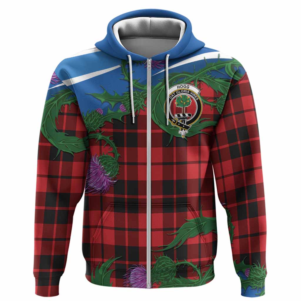 Hogg (Hog) Tartan Family Crest Hoodie Thistle in Minimalism