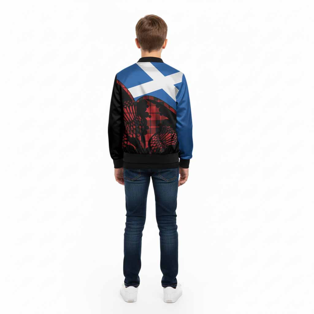 Hogg (Hog) Tartan Family Crest Kid Bomber Jacket Scotland Thistle Floral Flag Style
