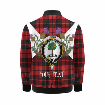 Hogg (Hog) Tartan Family Crest Kid Bomber Jacket Scottish Burns Night Thistle Floral