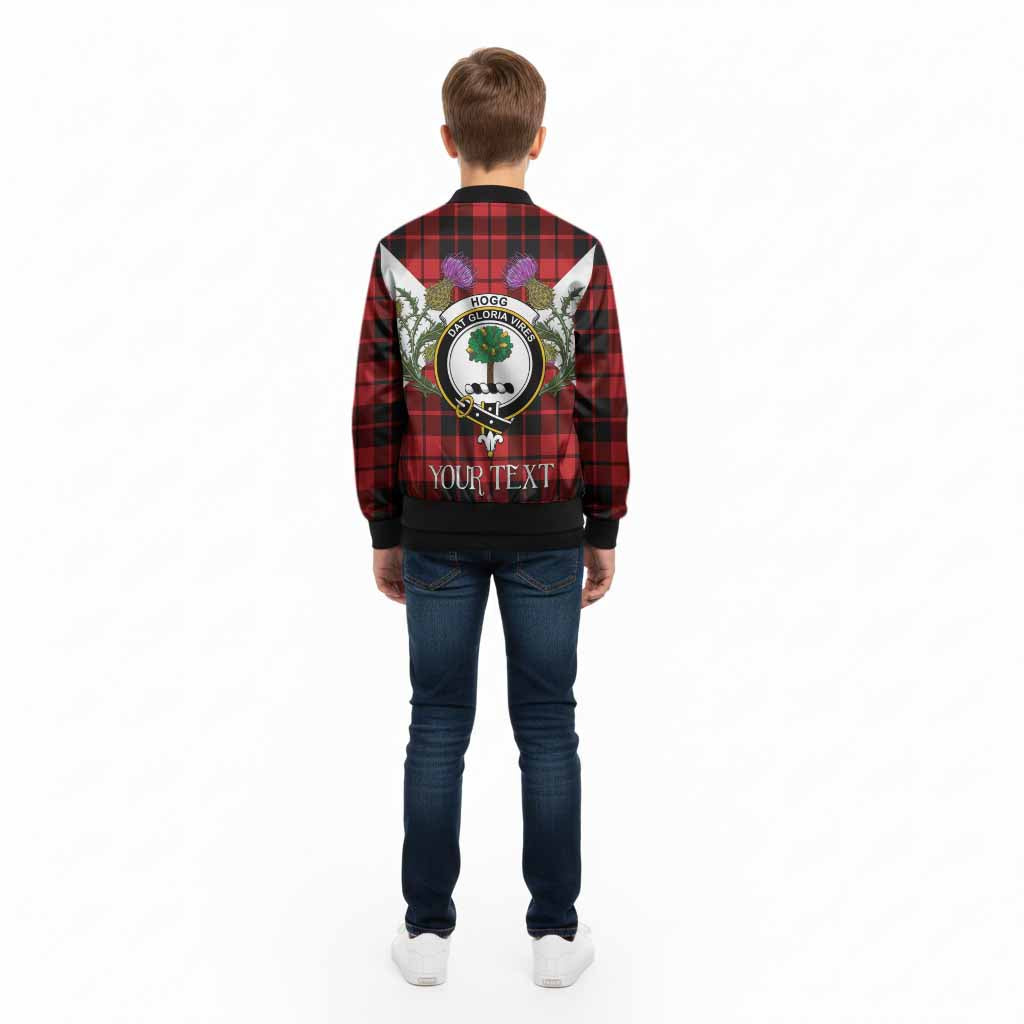 Hogg (Hog) Tartan Family Crest Kid Bomber Jacket Scottish Burns Night Thistle Floral