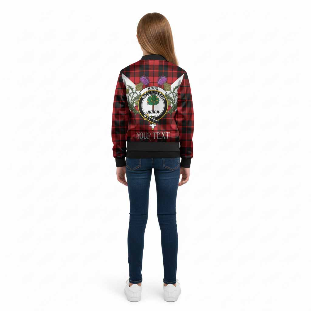 Hogg (Hog) Tartan Family Crest Kid Bomber Jacket Scottish Burns Night Thistle Floral