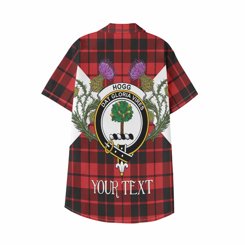 Hogg (Hog) Tartan Family Crest Kid Hawaiian Shirt Scottish Burns Night Thistle Floral