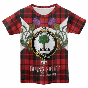 Hogg (Hog) Tartan Family Crest Kid T-shirt Scottish Burns Night Thistle Floral