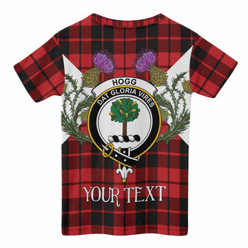Hogg (Hog) Tartan Family Crest Kid T-shirt Scottish Burns Night Thistle Floral
