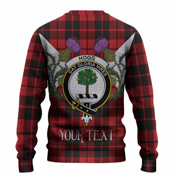Hogg (Hog) Tartan Family Crest Knitted Sweater Scottish Burns Night Thistle Floral