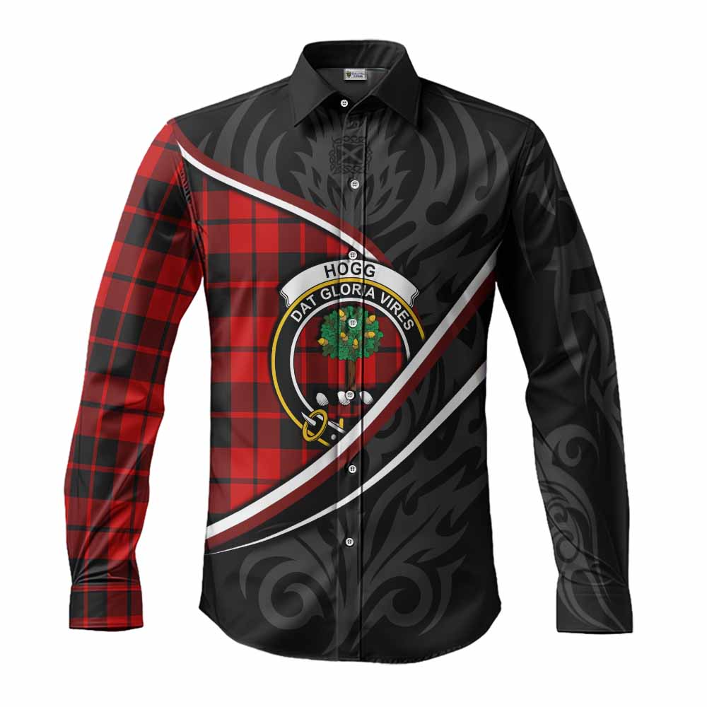 Hogg (Hog) Tartan Family Crest Long Sleeve Button Shirts Celtic Scottish Thistle Floral - Tartan Vibes Clothing