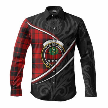 Hogg (Hog) Tartan Family Crest Long Sleeve Button Shirts Celtic Scottish Thistle Floral