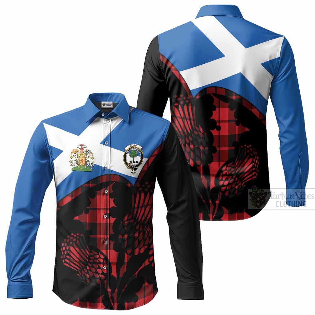Hogg (Hog) Tartan Family Crest Long Sleeve Button Shirts Scotland Thistle Floral Flag Style