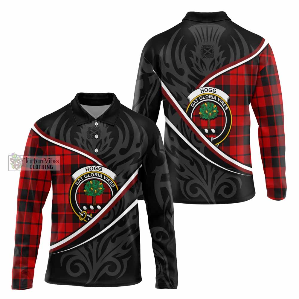 Hogg (Hog) Tartan Family Crest Long Sleeve Polo Shirt Celtic Scottish Thistle Floral - Tartan Vibes Clothing