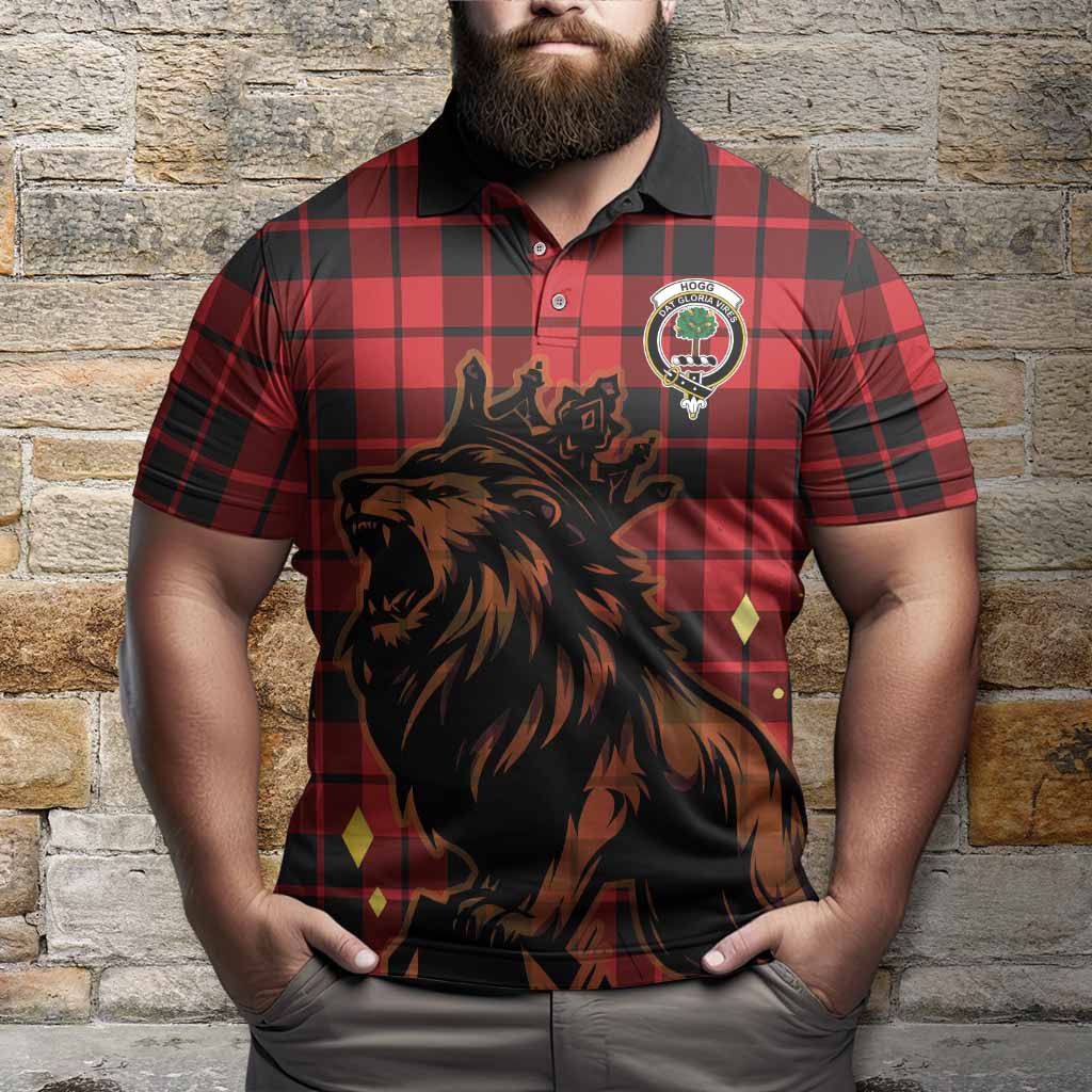 Hogg (Hog) Tartan Family Crest Polo Shirt Crowned Lion Roaring