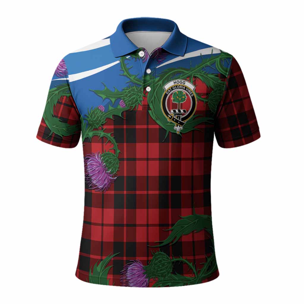 Hogg (Hog) Tartan Family Crest Polo Shirt Thistle in Minimalism